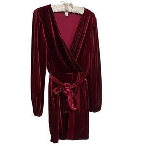 Wrap Dress Magenta Nine West Velvet Cocktail Party Size L EUC